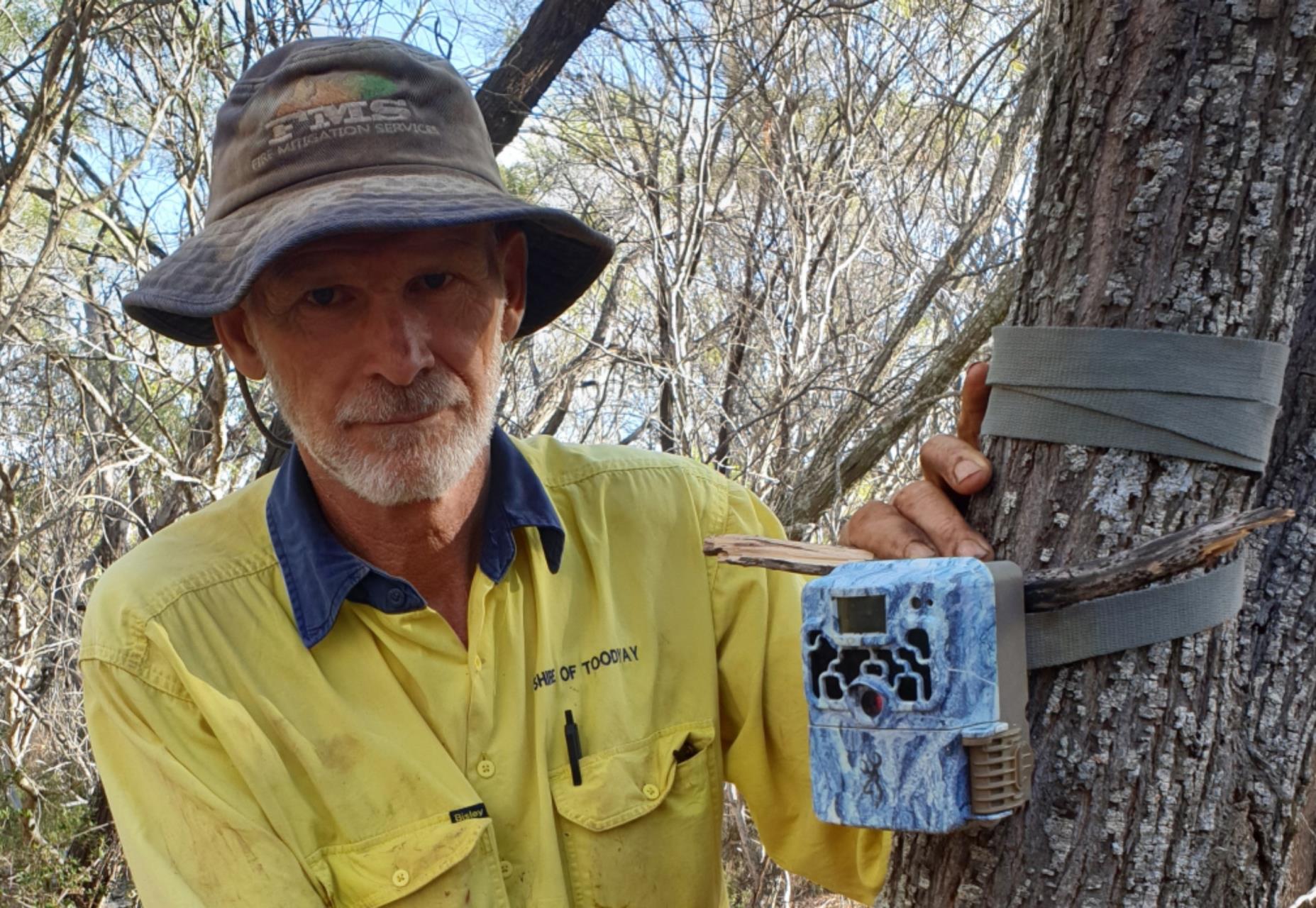 Pictured: Shire of Toodyay Reserves Management Officer Greg Warburton inspecting a sensor camera.