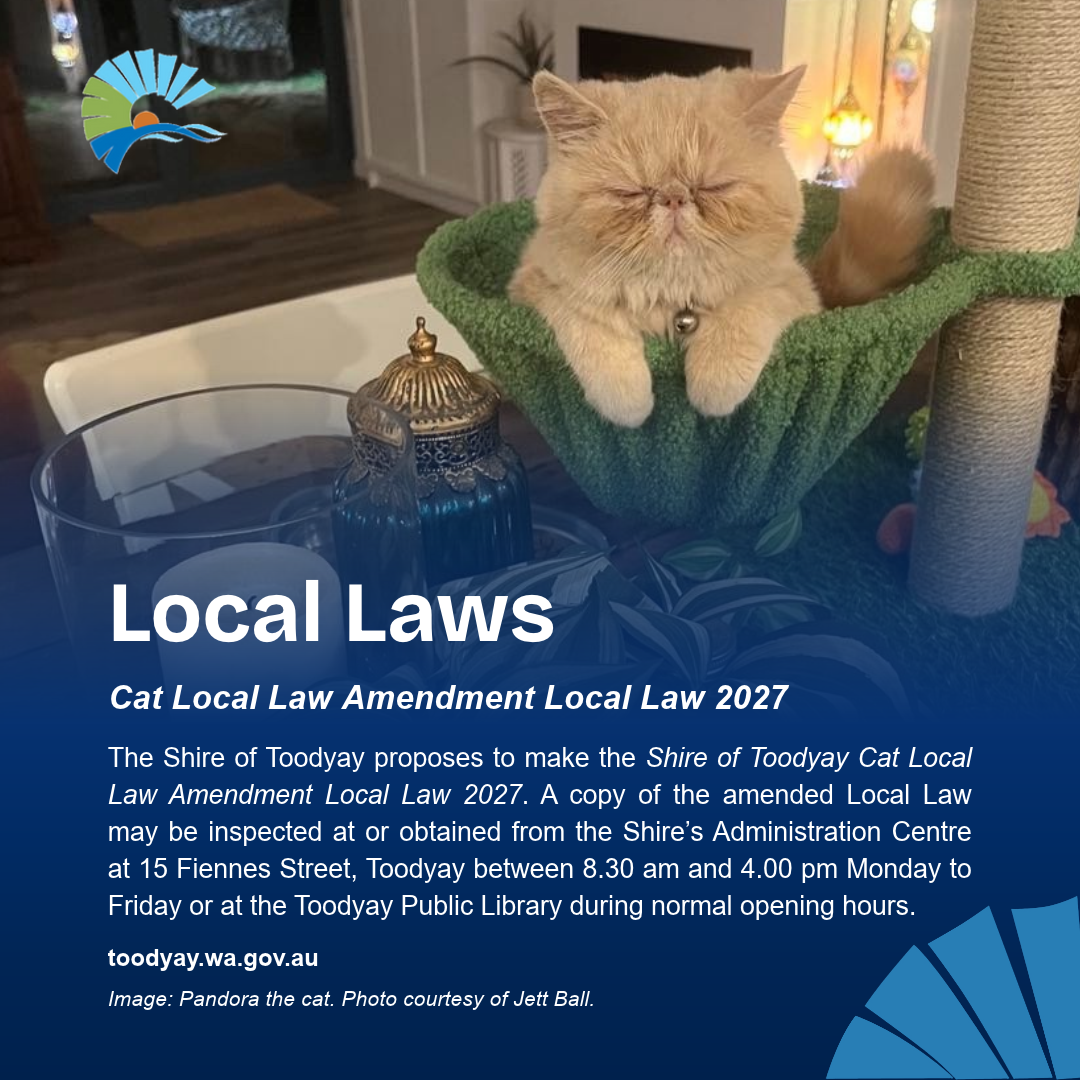 Shire of Toodyay Cat Local Law Amendment Local Law 2027