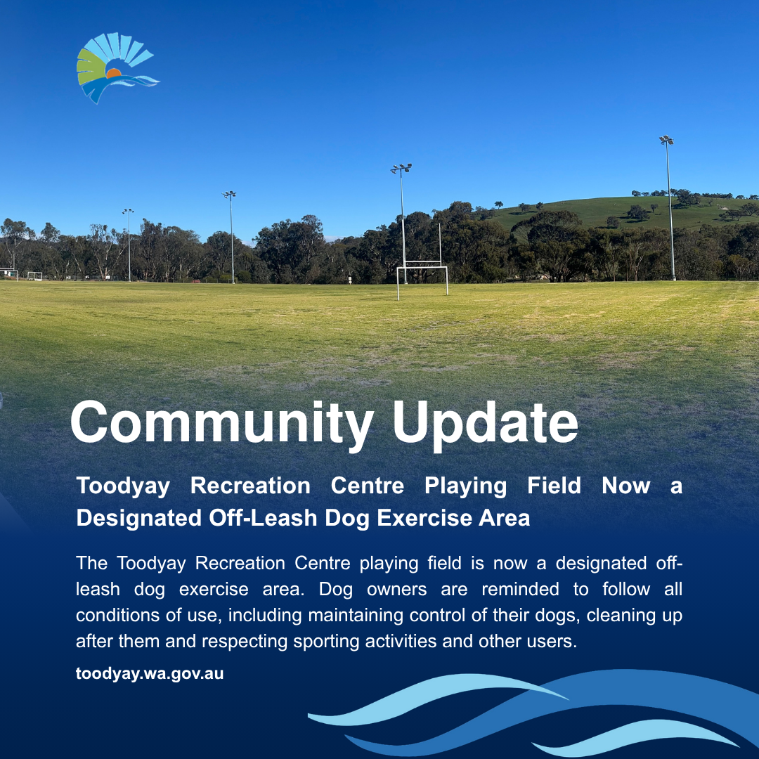 Toodyay Recreation Centre Playing Field Now a Designated Off-Leash Dog